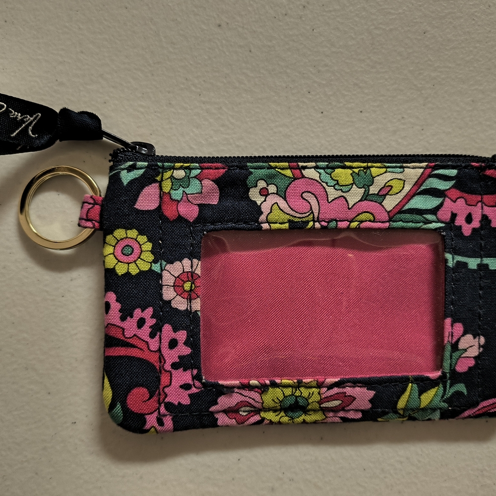 Vera Bradley Floral Key & Card Holder - Black and Pink